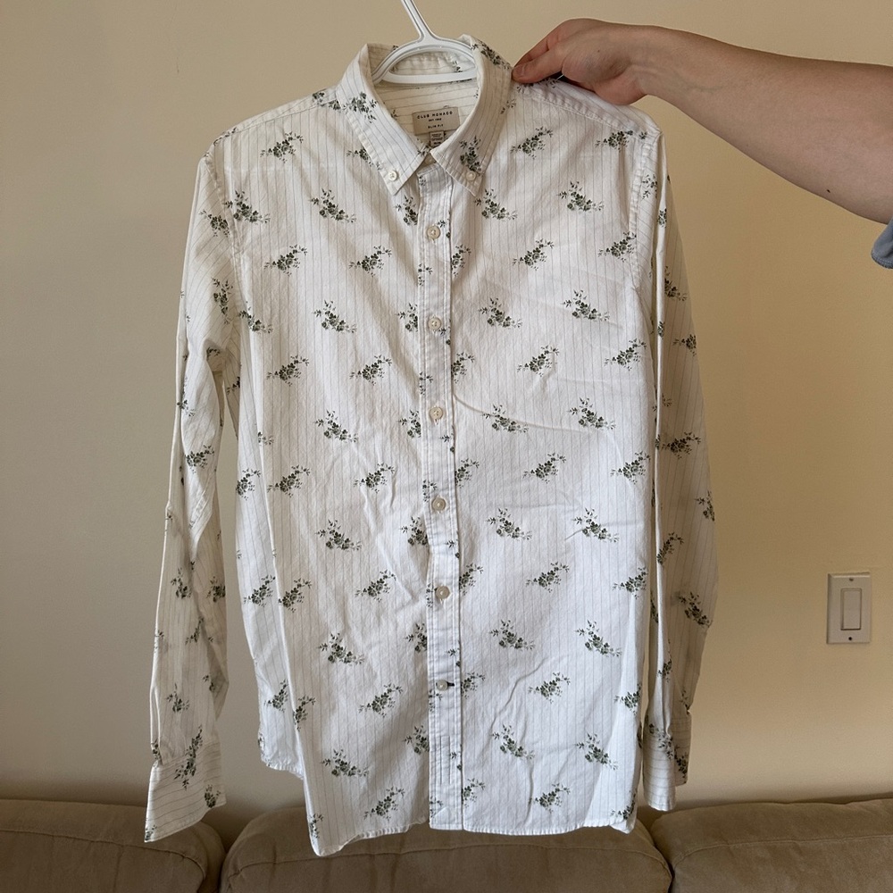Club Monaco Floral White Men's Shirt